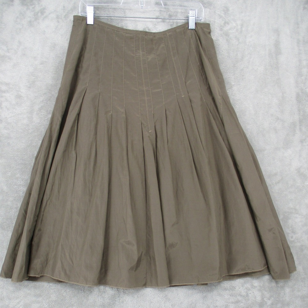 Zaffiri Skirt Womens 40 US 8 Pleated Midi Pleated Side Zip‎ Artsy Office Brown